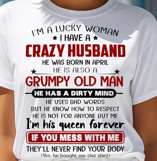 APRIL - TO MY WIFE - I'M A LUCKY WOMAN - GIFT FROM HUSBAND - NTTD04 (SKU12-282-04)