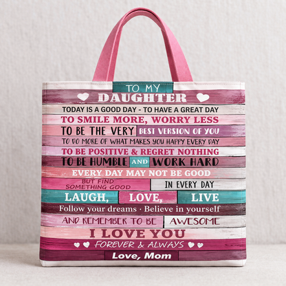 "TO MY DAUGHTER" Quilted tote bag - Gift form mom - NTTD00