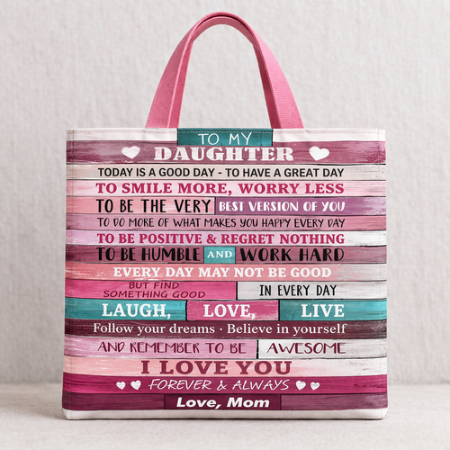 "TO MY DAUGHTER" Quilted tote bag - Gift form mom - NTTD00