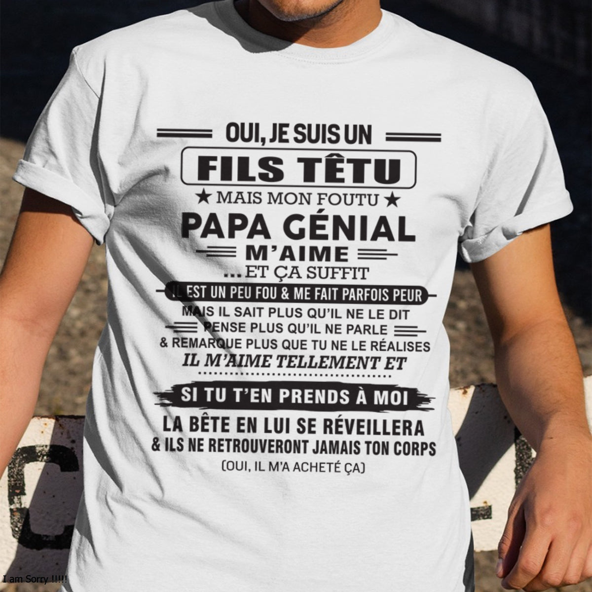 Oui, je suis un garçon têtu – T-shirt | Cadeau d’anniversaire de papa pour son fils - nttd00 / fr00 (SKU12-260-00)
