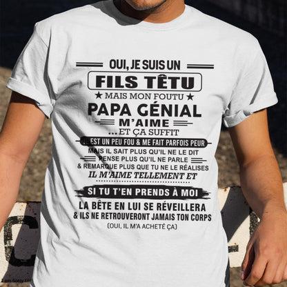 Oui, je suis un garçon têtu – T-shirt | Cadeau d’anniversaire de papa pour son fils - nttd00 / fr00 (SKU12-260-00)