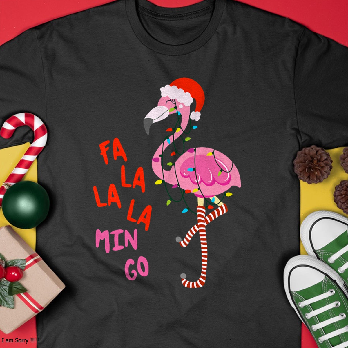 Fa La La Mingo Flamingo Christmas Tropical Xmas Tree Lights T-Shirt - Christmas Unisex T-Shirt/Hoodie/Sweatshirt - HNDS00