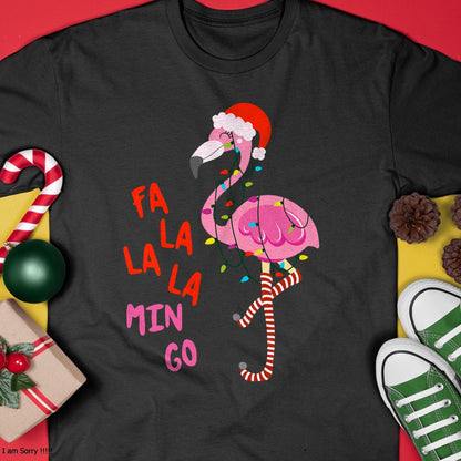 Fa La La Mingo Flamingo Christmas Tropical Xmas Tree Lights T-Shirt - Christmas Unisex T-Shirt/Hoodie/Sweatshirt - HNDS00