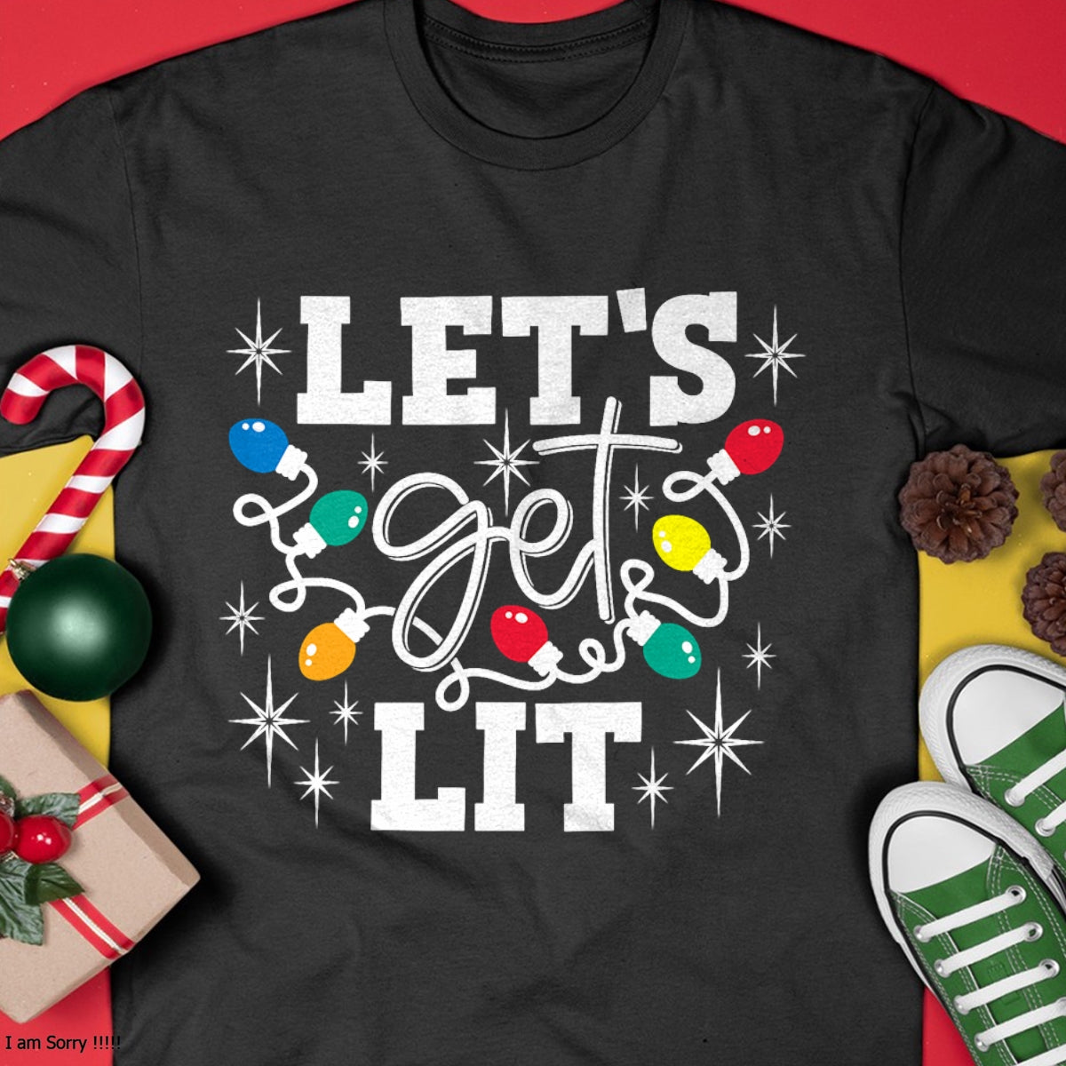 Let's Get Lit Drinking Santa Hat Christmas Lights Funny T-Shirt - Christmas Unisex T-Shirt/Hoodie/Sweatshirt - HNDS00