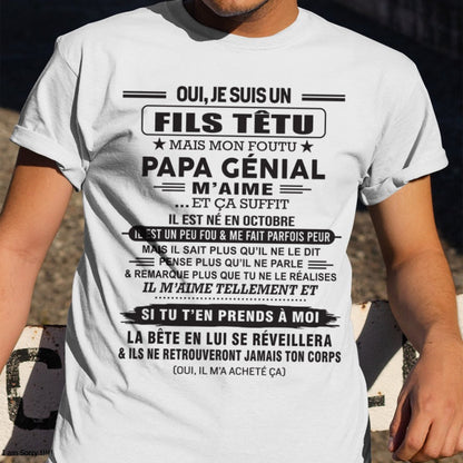 OCTOBRE - Oui, je suis un garçon têtu – T-shirt | Cadeau d’anniversaire de papa pour son fils - nttd10 / fr10 (SKU12-260-10)
