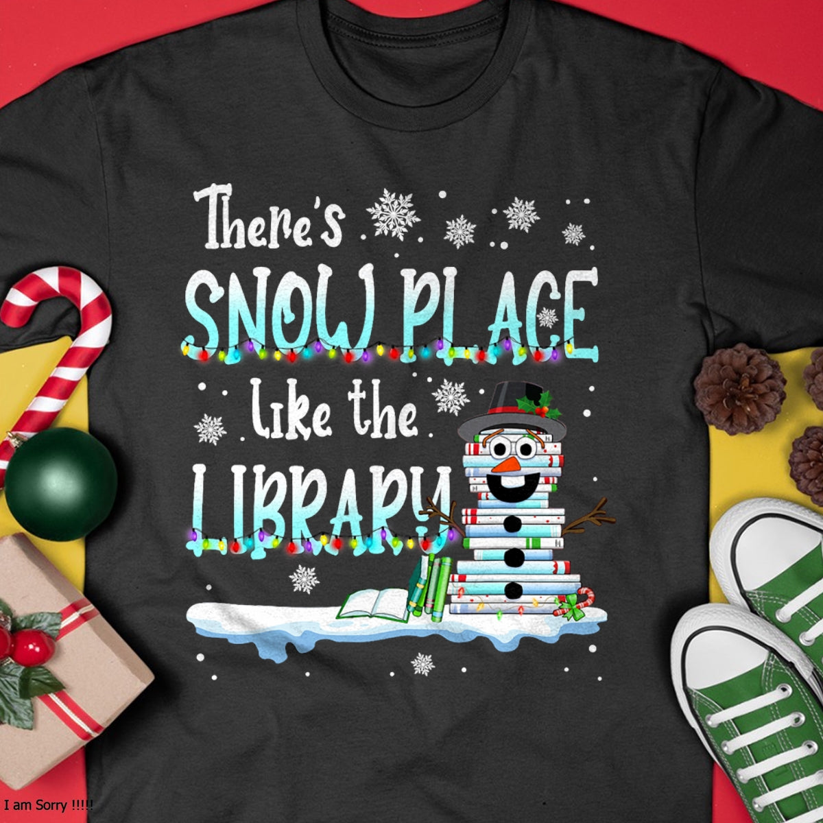 Librarian There's HNDS Place Like The Library Christmas HNDS T-Shirt - Christmas Unisex T-Shirt/Hoodie/Sweatshirt - HNDS00