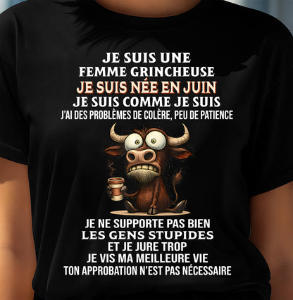 JUIN - FEMME GRINCHEUSE – T-SHIRT D’ANNIVERSAIRE POUR FEMME - frNTTD06 (SKU2603-260-06)