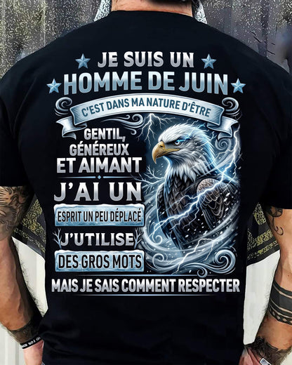 JUIN – ESPRIT MALICIEUX MAIS SAIT RESPECTER - T-SHIRT ANNIVERSAIRE HOMME - IMPRESSION DTG PREMIUM - frNTTD06 (SKU2604-86-06)