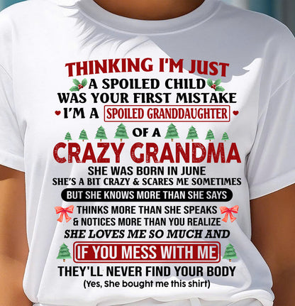 JUNE - SPOILED GRANDDAUGHTER - PERFECT CHRISTMAS GIFT FOR GRANDDAUGHTER - GIFT FROM GRANDMA - NTTD06 (SKU11-07-06)