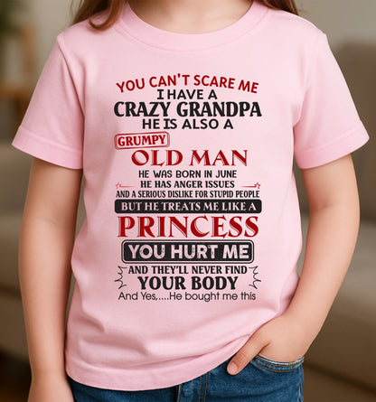 Grumpy Grandpa Girl Shirt – Don’t Mess with Me June Edition – From Grandpa to Granddaughter NTTD06 (SKU07-133-06)