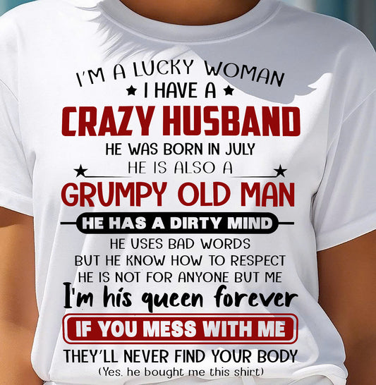 JULY - TO MY WIFE - I'M A LUCKY WOMAN - GIFT FROM HUSBAND - NTTD07 (SKU12-282-07)
