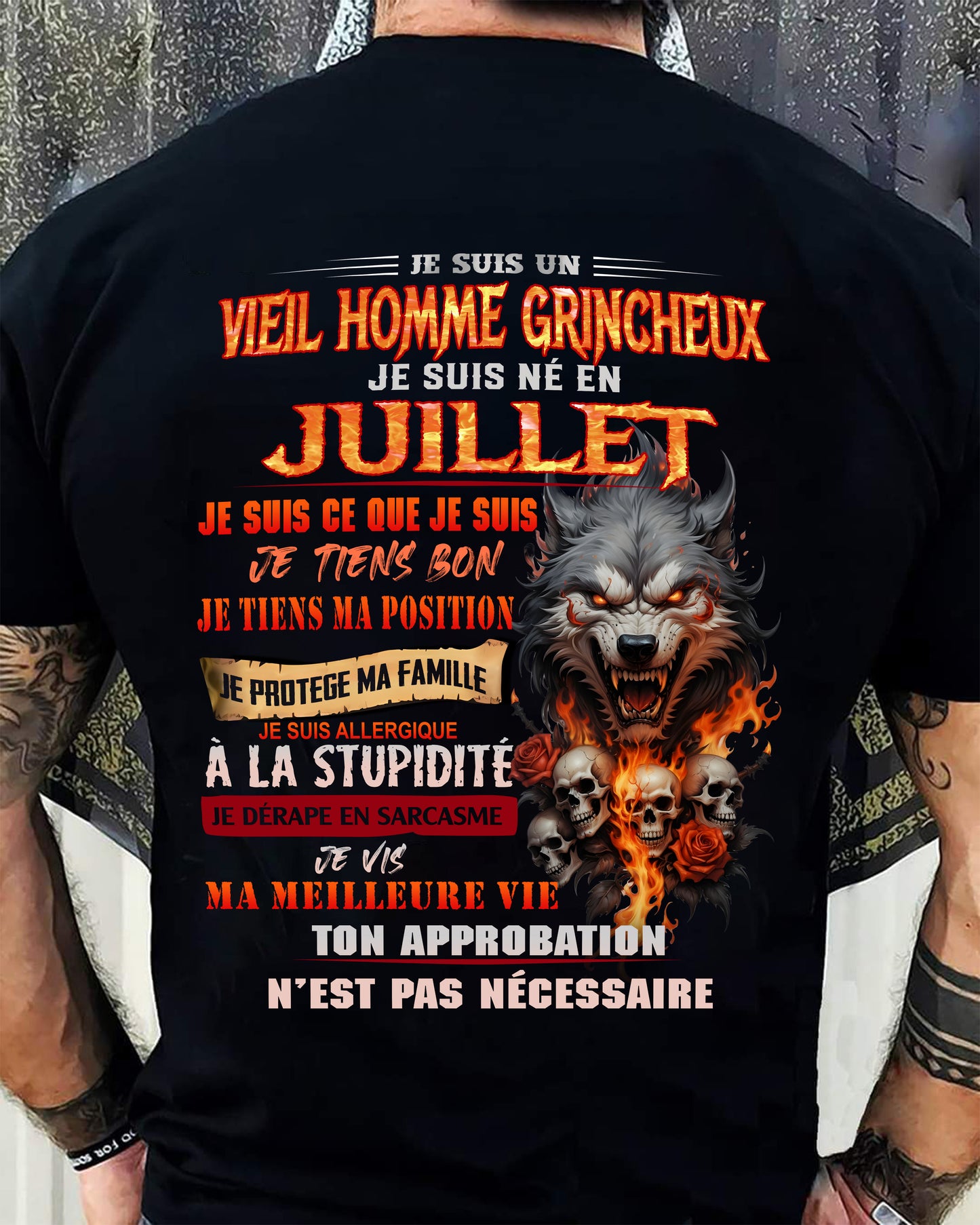 JUILLET – VIEIL HOMME GRINCHEUX – T-SHIRT D’ANNIVERSAIRE POUR HOMME - frNTTD07 (SKU26T-01167-07)