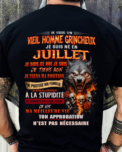 JUILLET – VIEIL HOMME GRINCHEUX – T-SHIRT D’ANNIVERSAIRE POUR HOMME - frNTTD07 (SKU26T-01167-07)