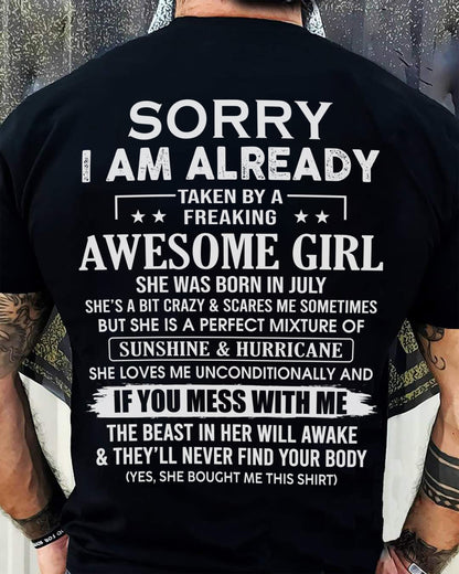 JULY - TAKEN BY AWESOME GIRL - GIFT FOR BOYFRIEND/HUSBAND - NTTD07 (SKU08-32-07)