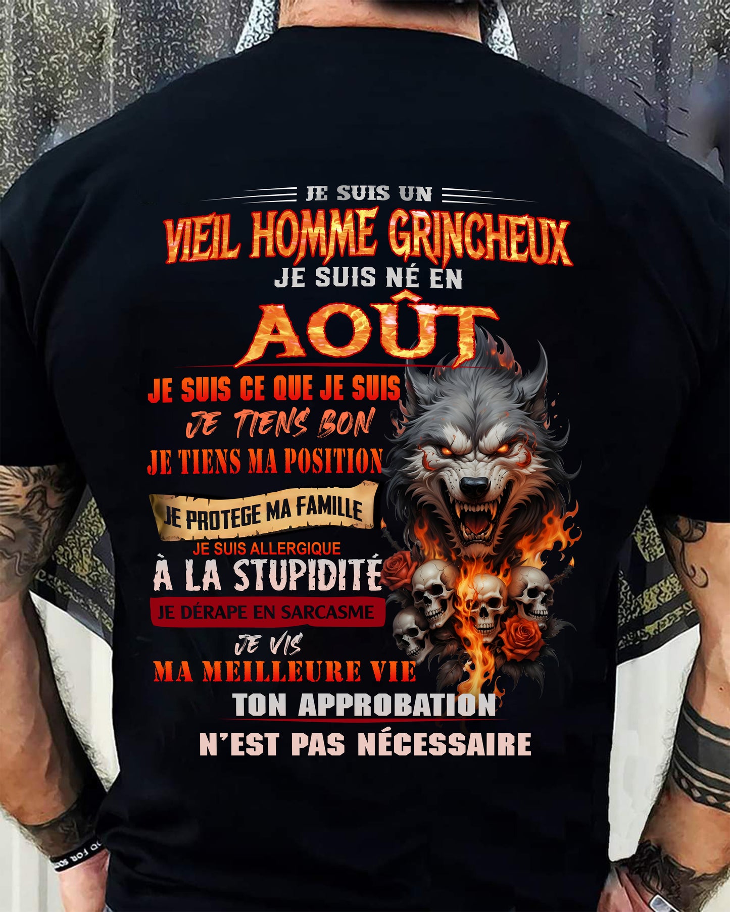 AOÛT – VIEIL HOMME GRINCHEUX – T-SHIRT D’ANNIVERSAIRE POUR HOMME - frNTTD08 (SKU26T-01167-08)