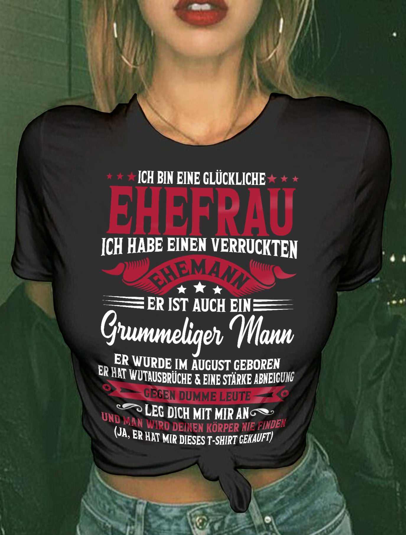 August – PERFEKTES T-SHIRT FÜR MEINE GLÜCKLICHE FRAU – GESCHENK VON IHREM EHEMANN - NTTD08de (SKU10-160-08)