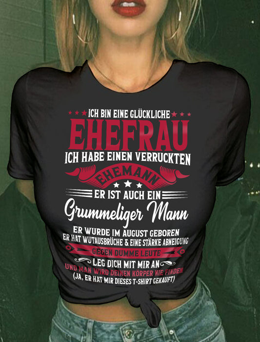 August – PERFEKTES T-SHIRT FÜR MEINE GLÜCKLICHE FRAU – GESCHENK VON IHREM EHEMANN - NTTD08de (SKU10-160-08)