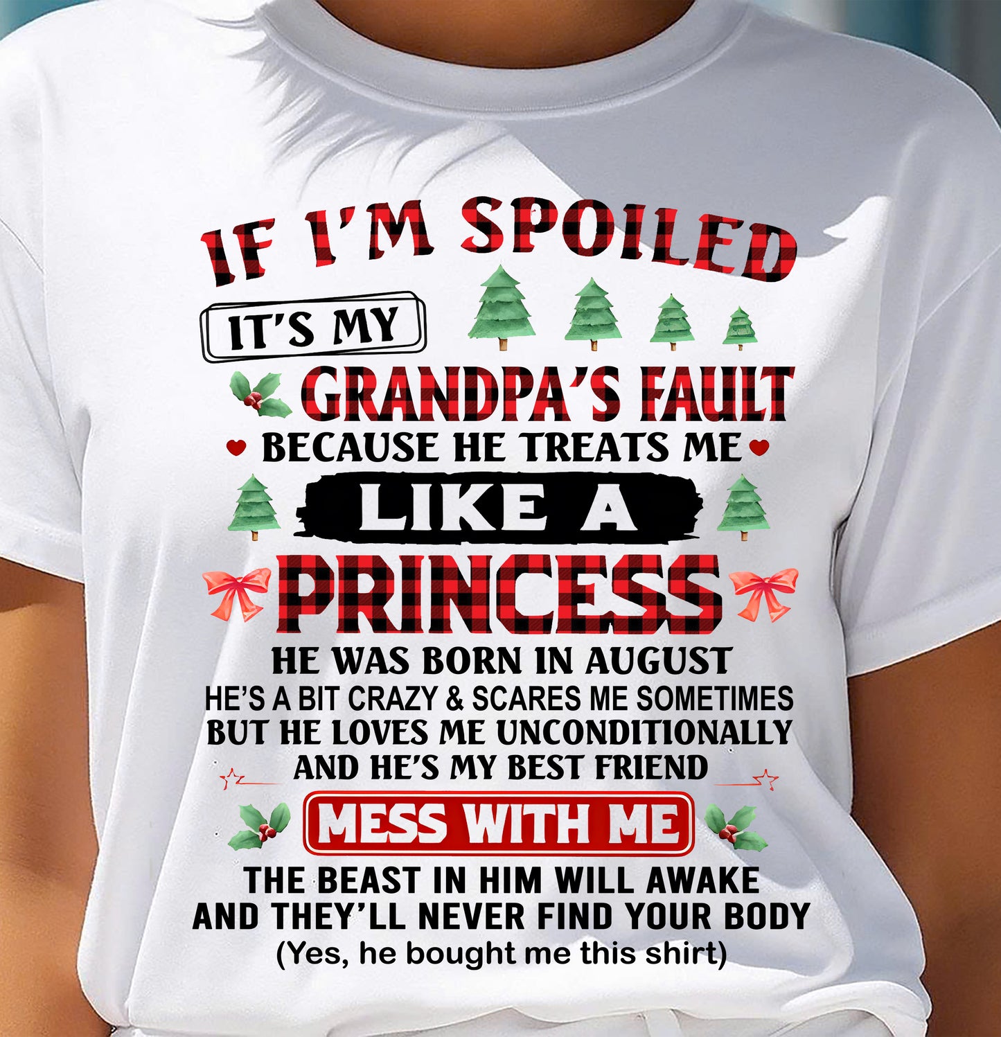 AUGUST - SPOILED GRANDDAUGHTER - PERFECT CHRISTMAS GIFT FOR GRANDDAUGHTER - GIFT FROM GRANDPA - NTTD08 (SKU10-180-08)