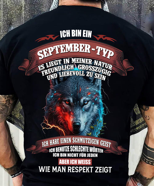 SEPTEMBER - ICH WEISS, WIE MAN RESPEKT ZEIGT – GEBURTSTAGS-T-SHIRT FÜR MÄNNER - NTTD09 (SKU2605-219-09)