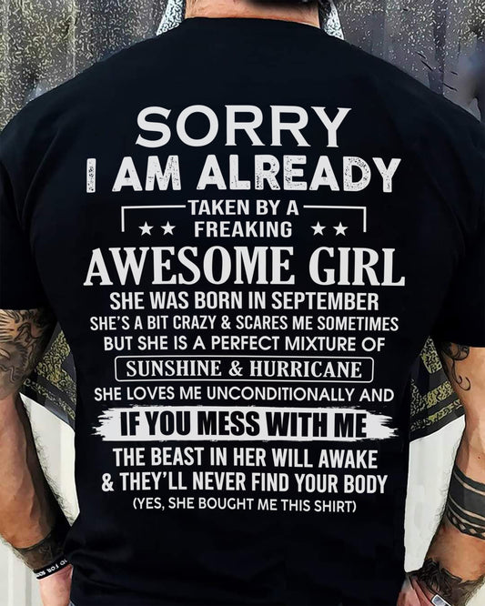 SEPTEMBER - TAKEN BY AWESOME GIRL - GIFT FOR BOYFRIEND/HUSBAND - NTTD09 (SKU08-32-09)