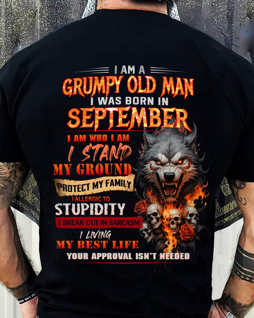 SEPTEMBER - GRUMPY OLD MAN - BIRTHDAY T-SHIRT FOR MEN - NTTD09 (SKU26T-01132-09)