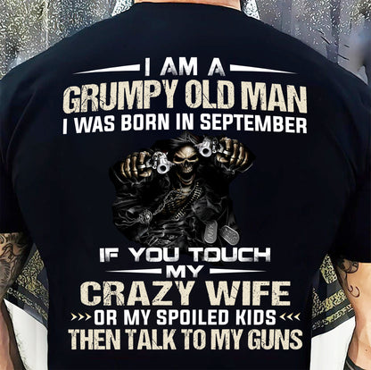 SEPTEMBER -  DON'T TOUCH MY WIFE OR KIDS - BIRTHDAY T-SHIRT FOR MEN - NTTD09 (SKU10-54-09)