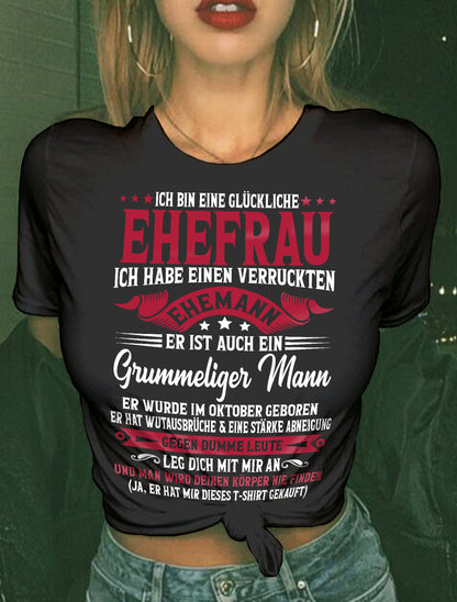 Oktober – PERFEKTES T-SHIRT FÜR MEINE GLÜCKLICHE FRAU – GESCHENK VON IHREM EHEMANN - NTTD10de (SKU10-160-10)