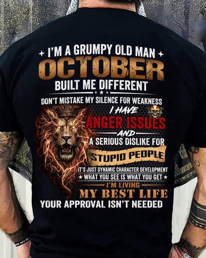 OCTOBER - GRUMPY OLD MAN - BIRTHDAY T-SHIRT FOR MEN - NTTD10 (SKU2604-22-10)