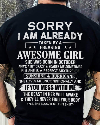 OCTOBER - TAKEN BY AWESOME GIRL - GIFT FOR BOYFRIEND/HUSBAND - NTTD10 (SKU08-32-10)