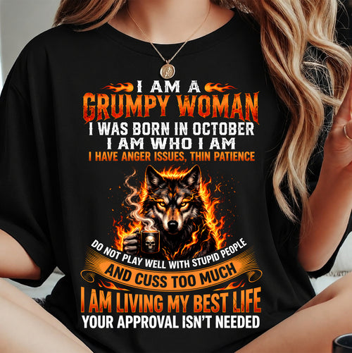 OCTOBER - I AM WHO I AM - BIRTHDAY T-SHIRT FOR WOMEN - NTTD10 (SKU2607-206-10)