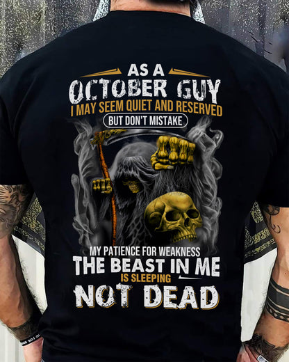 OCTOBER - THE BEAST IN ME IS SLEEPING - BIRTHDAY T-SHIRT FOR MEN - NTTD10 (SKU08-82-10)