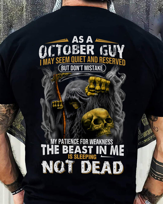 OCTOBER - THE BEAST IN ME IS SLEEPING - BIRTHDAY T-SHIRT FOR MEN - NTTD10 (SKU08-82-10)