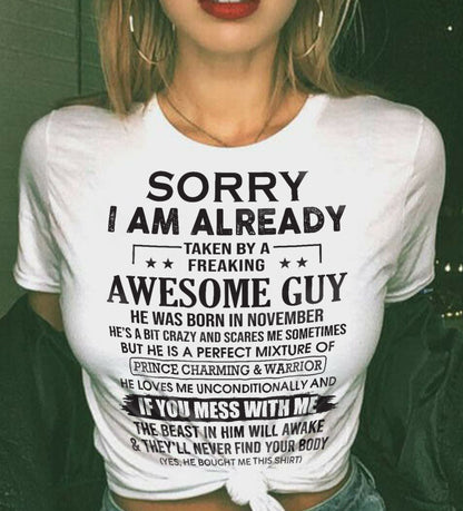 I’M ALREADY TAKEN T-SHIRT NOVEMBER EDITION – GIFT FROM BOYFRIEND NTTD11 (SKU08-31-11)