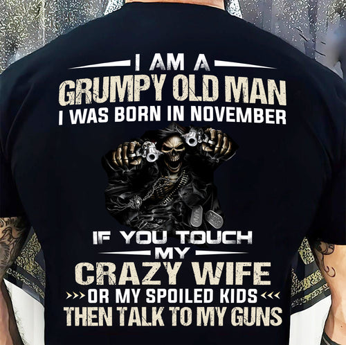 NOVEMBER - DON'T TOUCH MY WIFE OR KIDS - BIRTHDAY T-SHIRT FOR MEN - NTTD11 (SKU10-54-11)