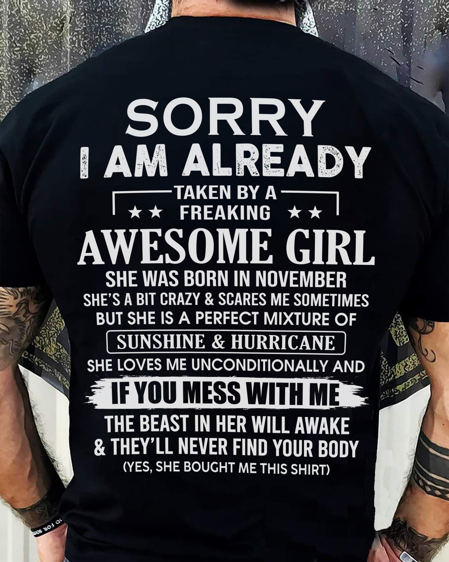 NOVEMBER - TAKEN BY AWESOME GIRL - GIFT FOR BOYFRIEND/HUSBAND - NTTD11 (SKU08-32-11)