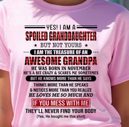 NOVEMBER - YES! I'M A SPOILED GRANDDAUGHTER - GIFT FROM GRANDPA - NTTD11 (SKU26T-01317-11)