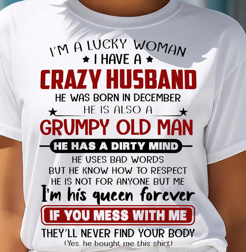 DECEMBER - TO MY WIFE - I'M A LUCKY WOMAN - GIFT FROM HUSBAND - NTTD12 (SKU12-282-12)