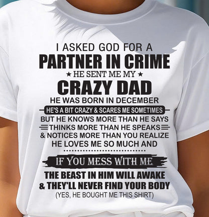 DECEMBER - TO MY DAUGHTER - GOD SENT ME MY CRAZY DAD - GIFT FROM DAD - NTTD12 (SKU11-108-12)