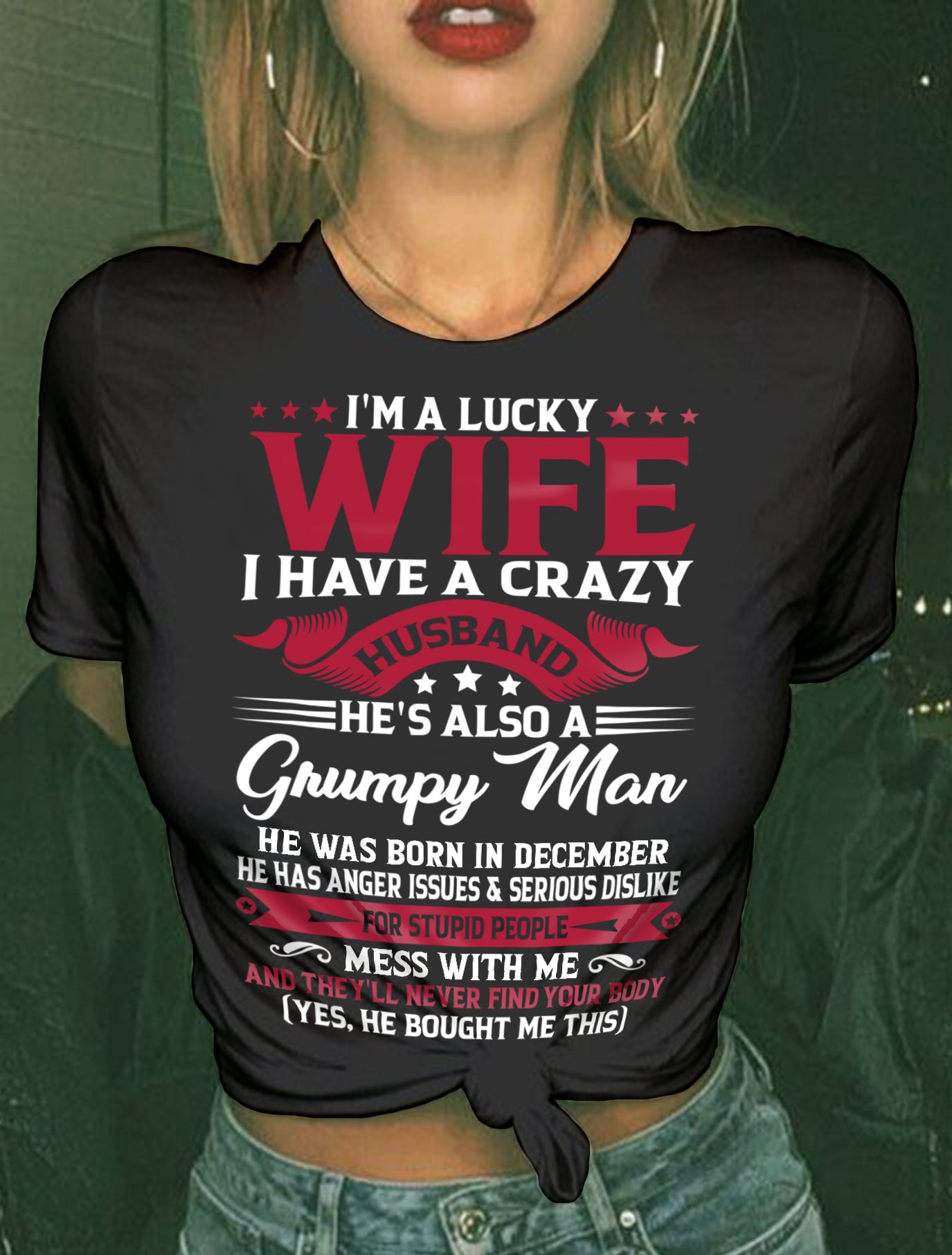 DECEMBER - PERFECT T-SHIRT FOR MY LUCKY WIFE - GIFT FROM HUSBAND - NTTD12 (SKU10-156-12)