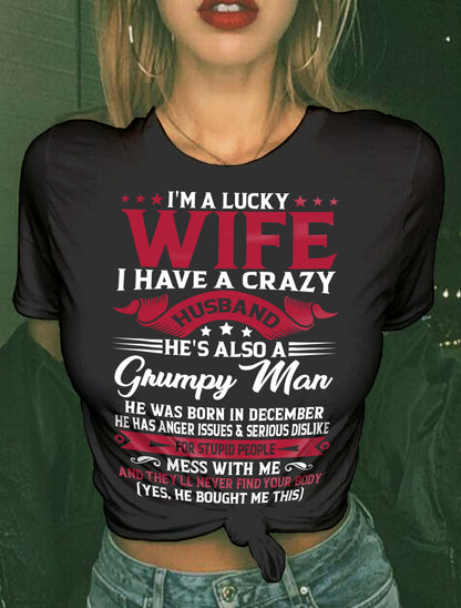DECEMBER - PERFECT T-SHIRT FOR MY LUCKY WIFE - GIFT FROM HUSBAND - NTTD12 (SKU10-156-12)