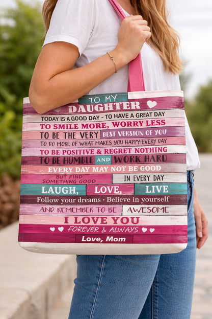 "TO MY DAUGHTER" Quilted tote bag - Gift form mom - NTTD00