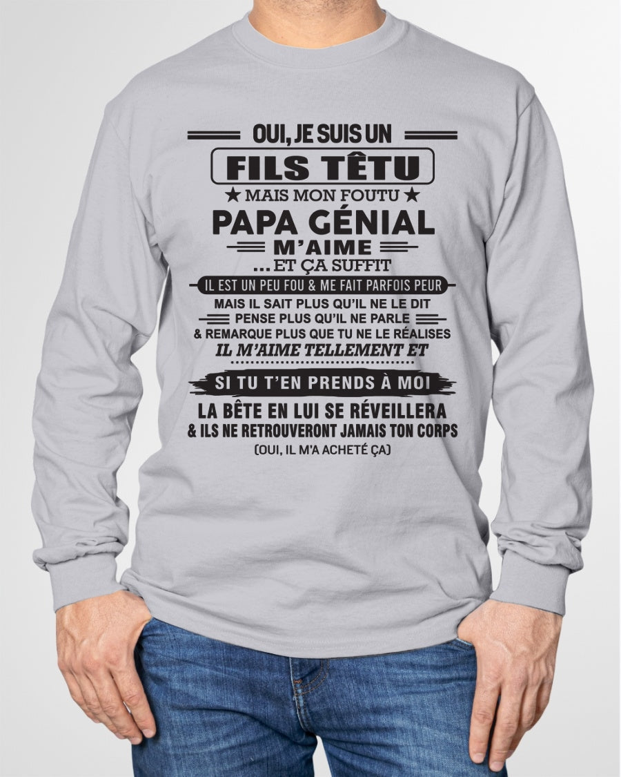 Oui, je suis un garçon têtu – T-shirt | Cadeau d’anniversaire de papa pour son fils - nttd00 / fr00 (SKU12-260-00)