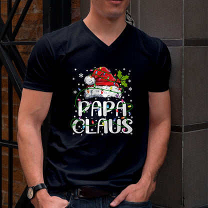 Papa Claus Christmas Lights Pajama Family Matching T-Shirt - Christmas Unisex T-Shirt/Hoodie/Sweatshirt - HNDS00