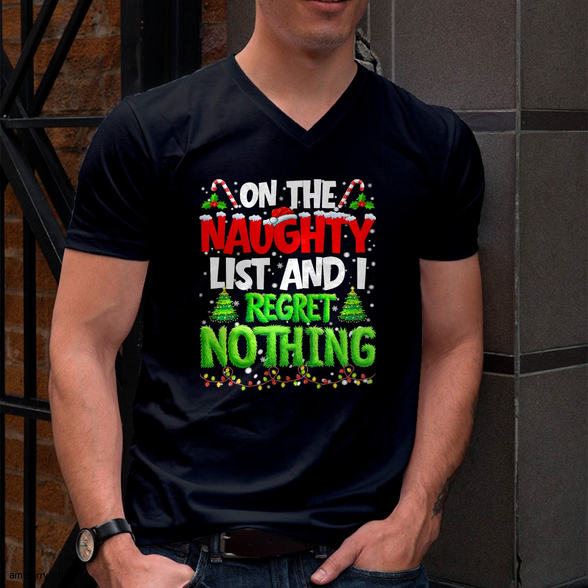 On The Naughty List and Regret Nothing Pjs Christmas Xmas Ki T-Shirt - Christmas Unisex T-Shirt/Hoodie/Sweatshirt - HNDS00