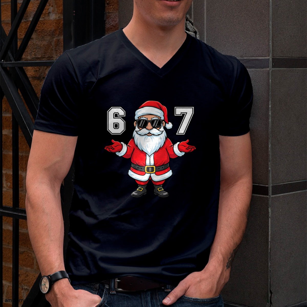 67 Meme Six Seven 6 7 Funny Santa Matching Xmas 67 Christmas T-Shirt - Christmas Unisex T-Shirt/Hoodie/Sweatshirt - HNDS00