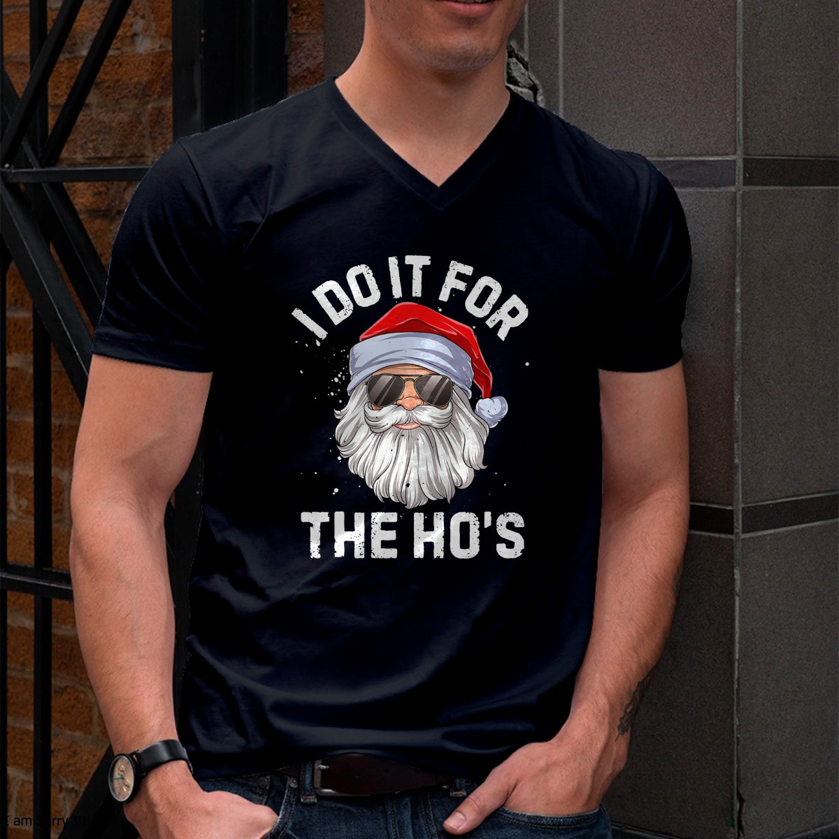 I Do It For The Ho's Funny Inappropriate Christmas Men Short Sleeve Santa T-Shirt - Christmas Unisex T-Shirt/Hoodie/Sweatshirt - HNDS00