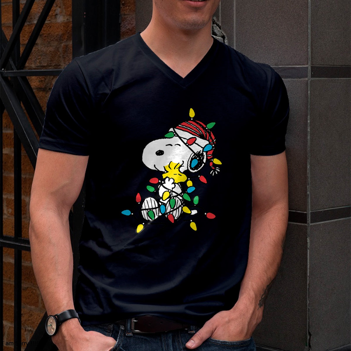 Peanuts - Snoopy Woodstock Christmas Lights T-Shirt - Christmas Unisex T-Shirt/Hoodie/Sweatshirt - HNDS00