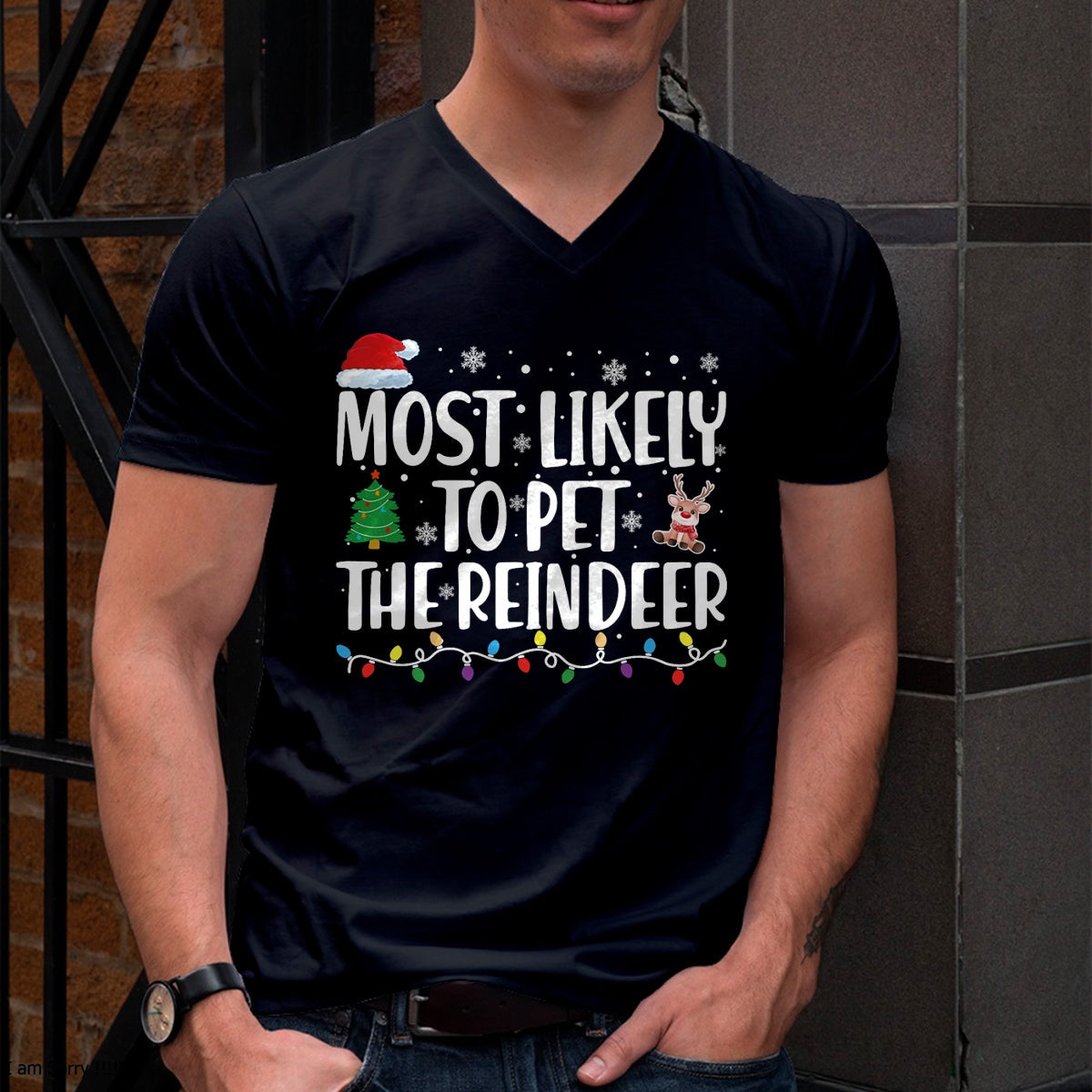 Most Likely To Pet The Reindeer Family Matching Christmas T-Shirt - Christmas Unisex T-Shirt/Hoodie/Sweatshirt - HNDS00
