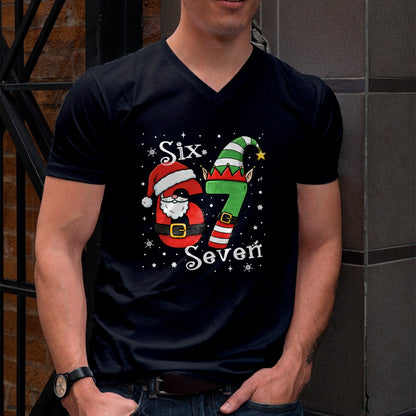 Funny Six Seven 67 Meme 6 7 Elf Santa Christmas Pajamas Kids T-Shirt  - Christmas Unisex T-Shirt/Hoodie/Sweatshirt - HNDS00