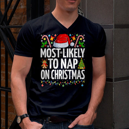 Most Likely To Nap On Christmas Funny Family Christmas T-Shirt - Christmas Unisex T-Shirt/Hoodie/Sweatshirt - HNDS00